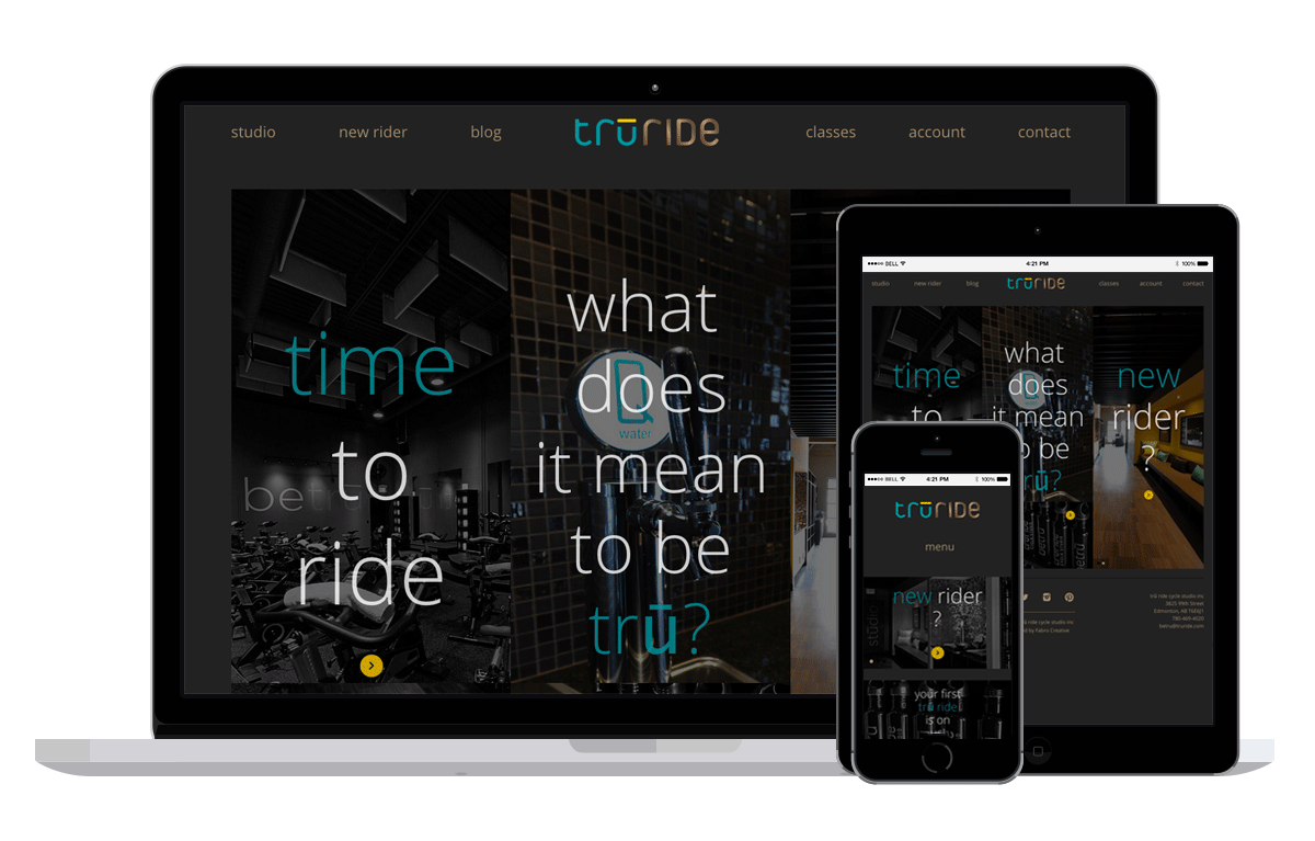 responsive website design for tru ride cycle studio (spin studio)